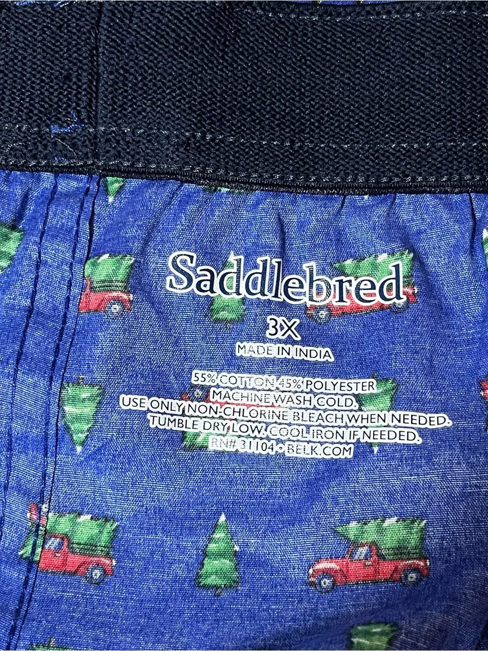 Saddlebred Christmas Tree print & Green Red Plaid Cotton Boxer Shorts - 2 Pack
